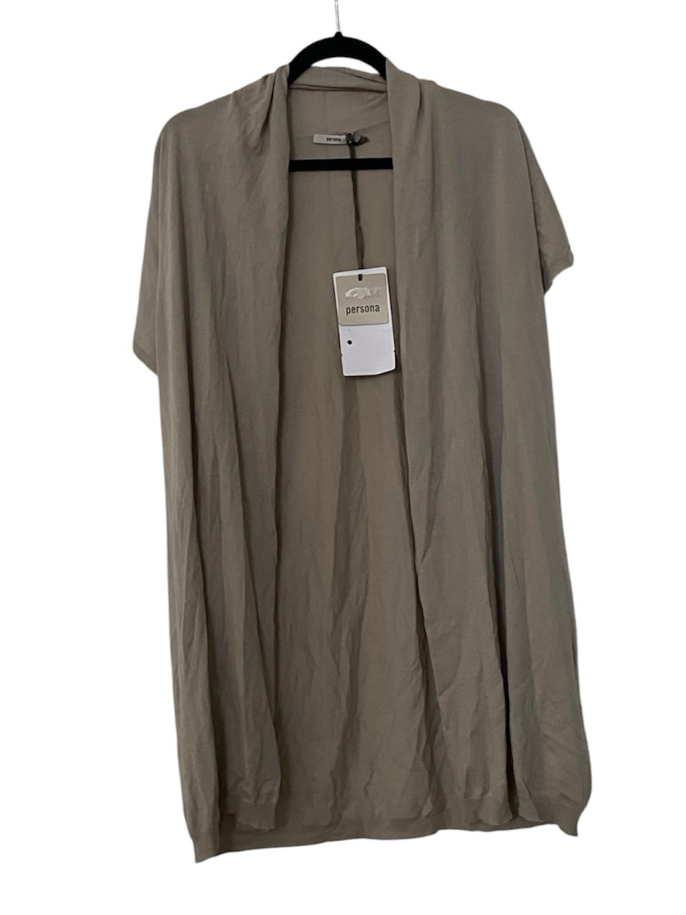 NWT Persona by Marina Ronaldi Open-Front Knit Cardigan - Light Tan Small S